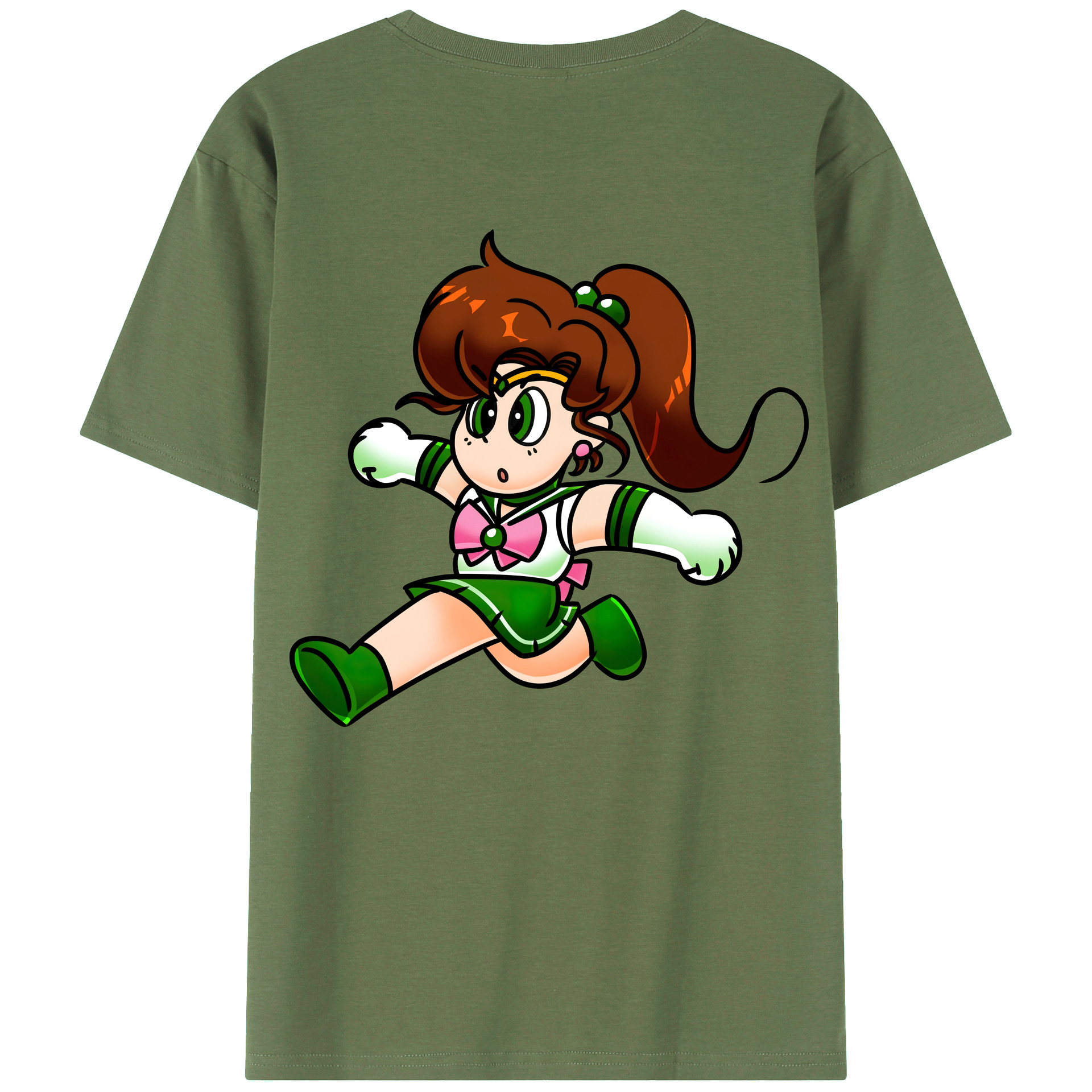 （画像用） 美少女戦士セーラームーン 木野 まこと きの まこと Sailor Moon Kino Makoto （セーラージュピター；Sailor Jupiter） 綿100％ メンズ半袖Tシャツ（バックプリント） 通気性
